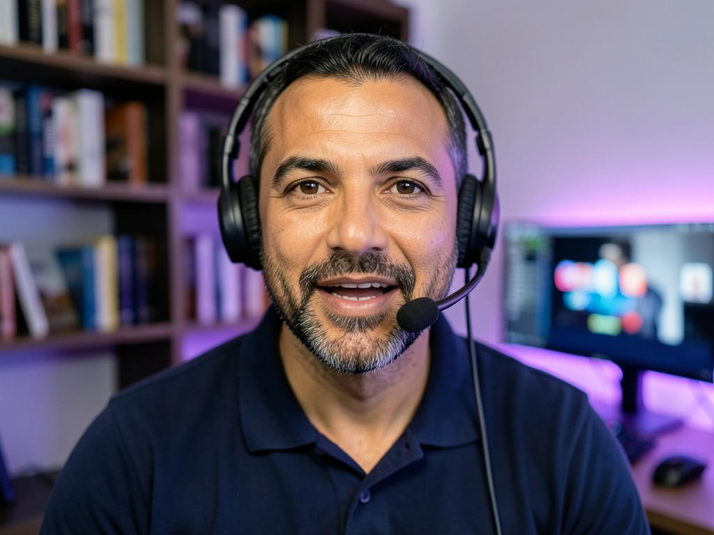Ricardo Moraes, professor de Google Ads e mídia de performance, dando aula ao vivo por videochamada