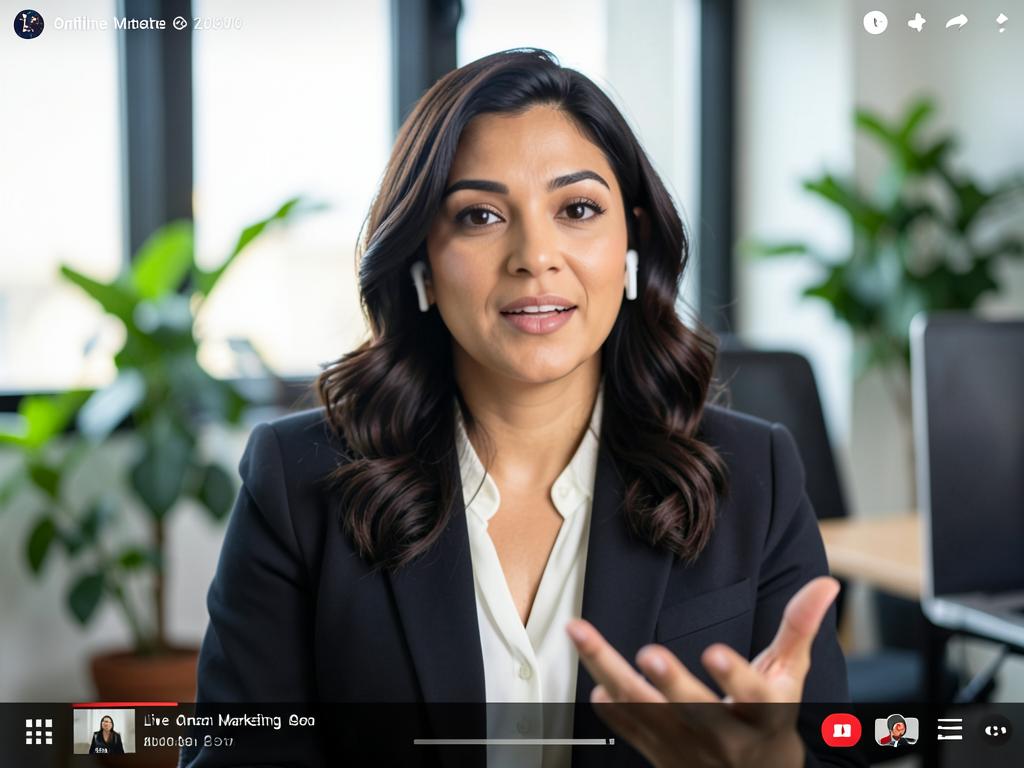 Valentina Ríos, professor de Meta Ads e social media, dando aula ao vivo por videochamada