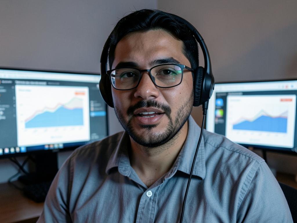Sebastián Torres, professor de Tráfego pago e dados, dando aula ao vivo por videochamada